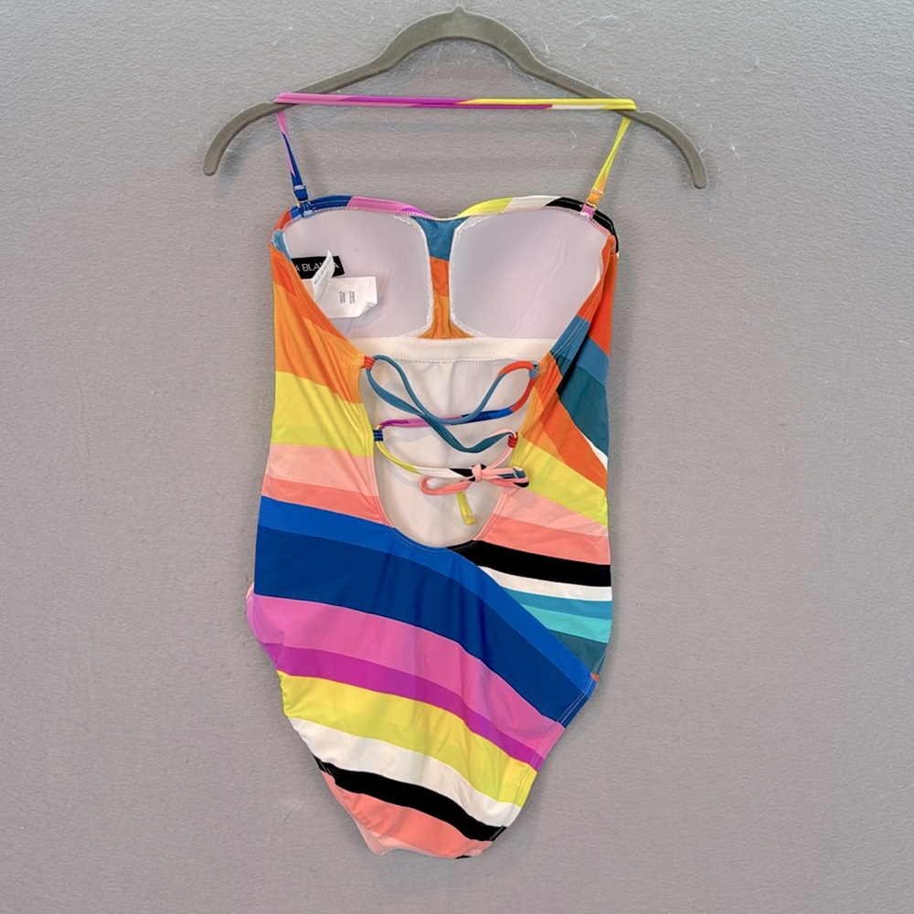 La Blanca Women's Sunscape Bandeau one piece swimsuit rainbow tummy control SZ 4 - Picture 5 of 8